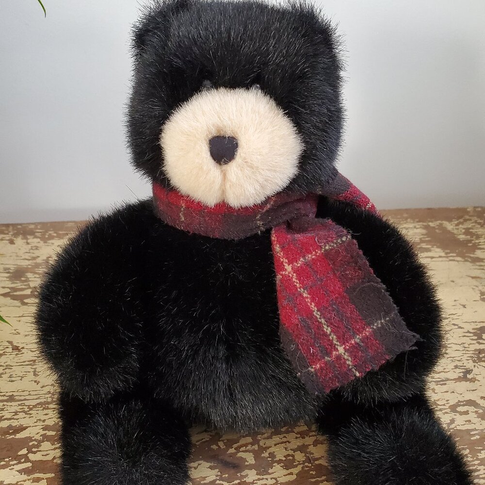 Vintage Gund Lindt Chocolate Holiday Black Bear Plush Stuffed Animal 8"